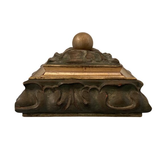 Victorian Style Decorative Box With Embossed Design And Gold Accents - Picture 6 of 10